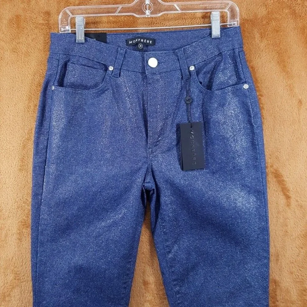 MONFRERE Jeans Mens Size 29 Blue Shimmer Bootcut CLINT Bootleg Stingray $398